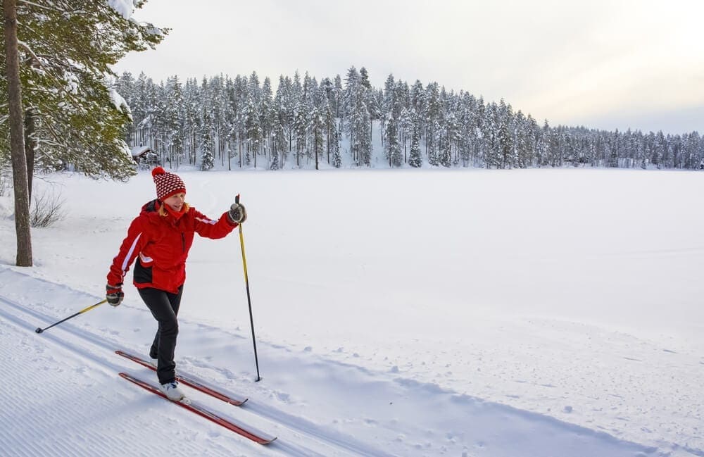 Photo of a Woman Cross Country Skiing on Cape Breton Island.