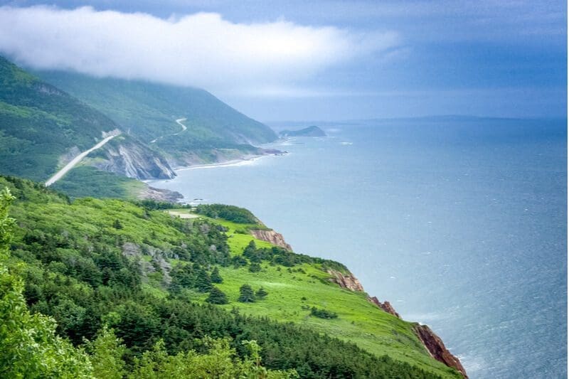 A lovely summer vista showcasing the coast of Cape Breton Island, Nova Scotia.