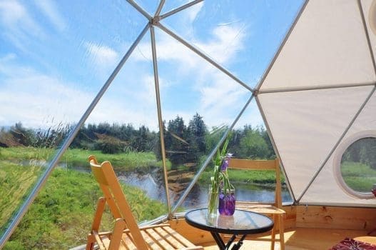 A Quintessential Nova Scotia Spring Vacation in Cape Breton Nova Scotia Vacation: The view from inside a geodesic dome at Cabot Shores.