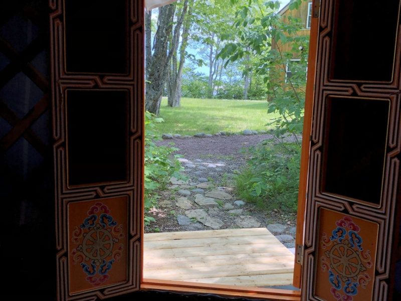 Stay in Large Mongolian Yurts View from Tiger Yurt front door