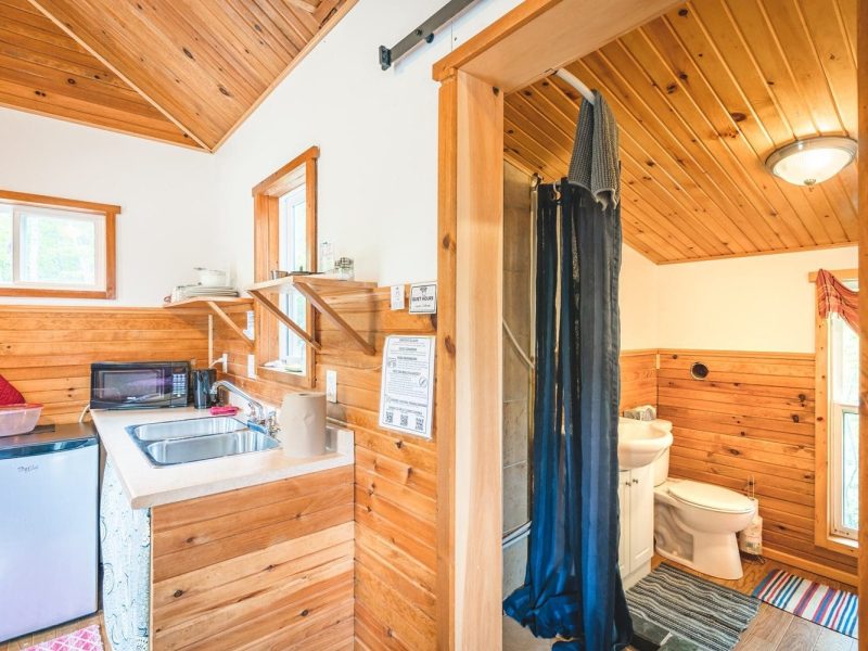The Tiny House at Cabot Shores Tiny house exterior and deck